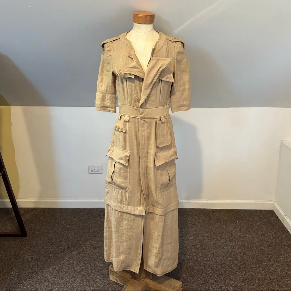 Yoana Baraschi Safari Utility Convertible Dress in Khaki - Picture 2 of 12
